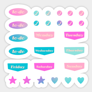 Back to School Teal and Fuchsia Gradient Weekly Planner Sticker